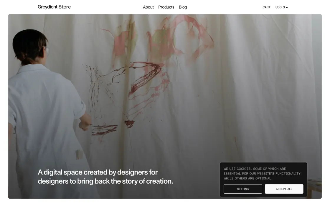 Greydient Store homepage